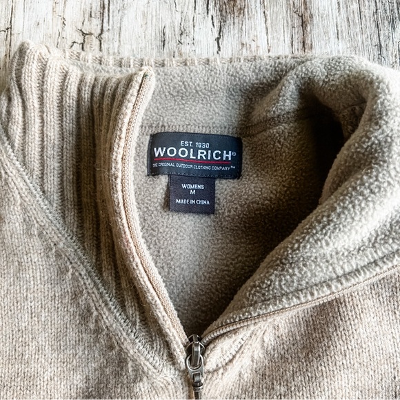 Woolrich Fair Isle Wool Zip Neck Sweater Hickory M - Picture 5 of 9